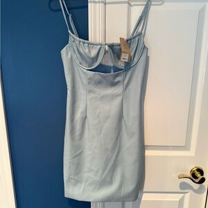 Leather Blue Mini Dress